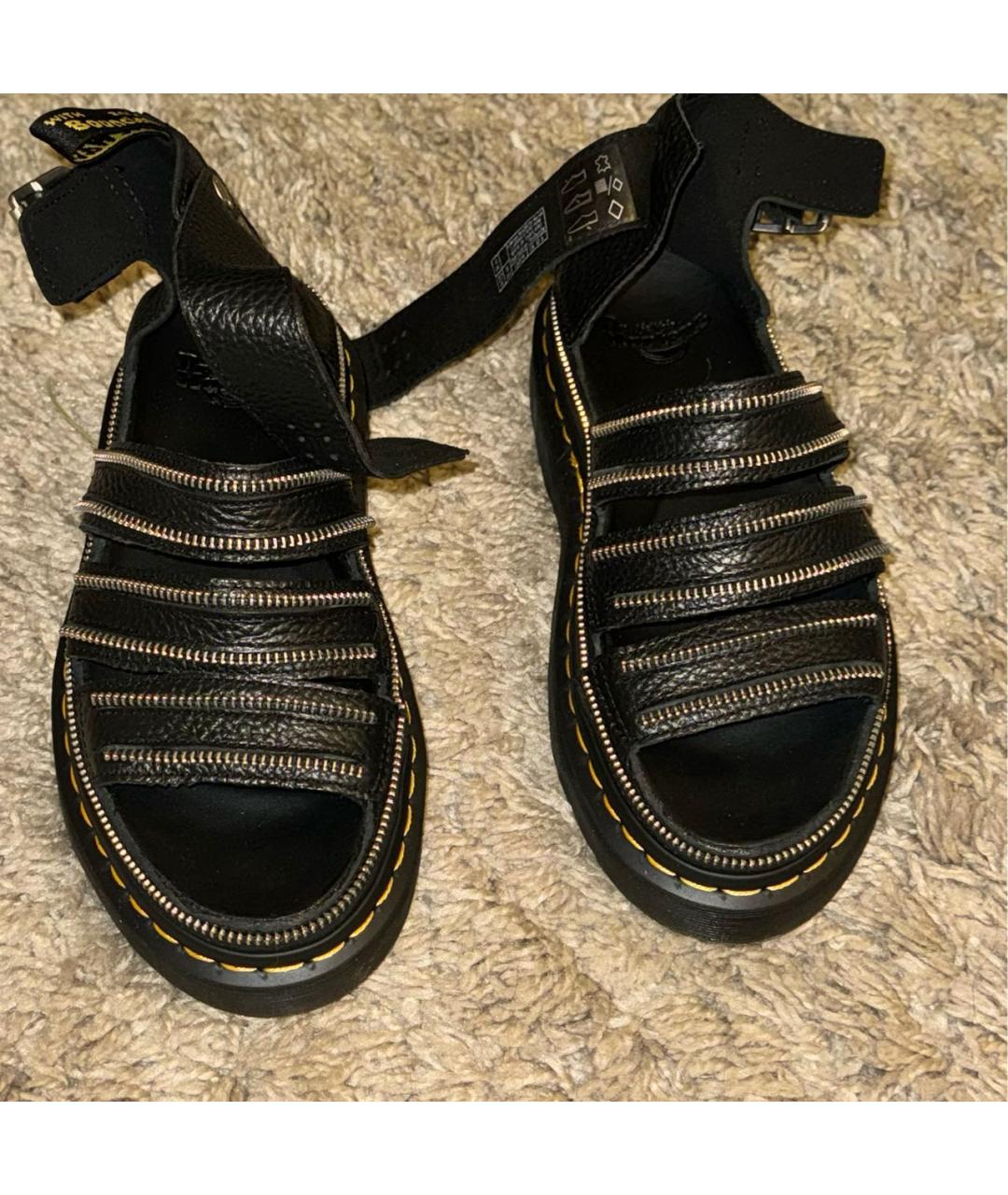 DR. MARTENS Черные кожаные босоножки, фото 3