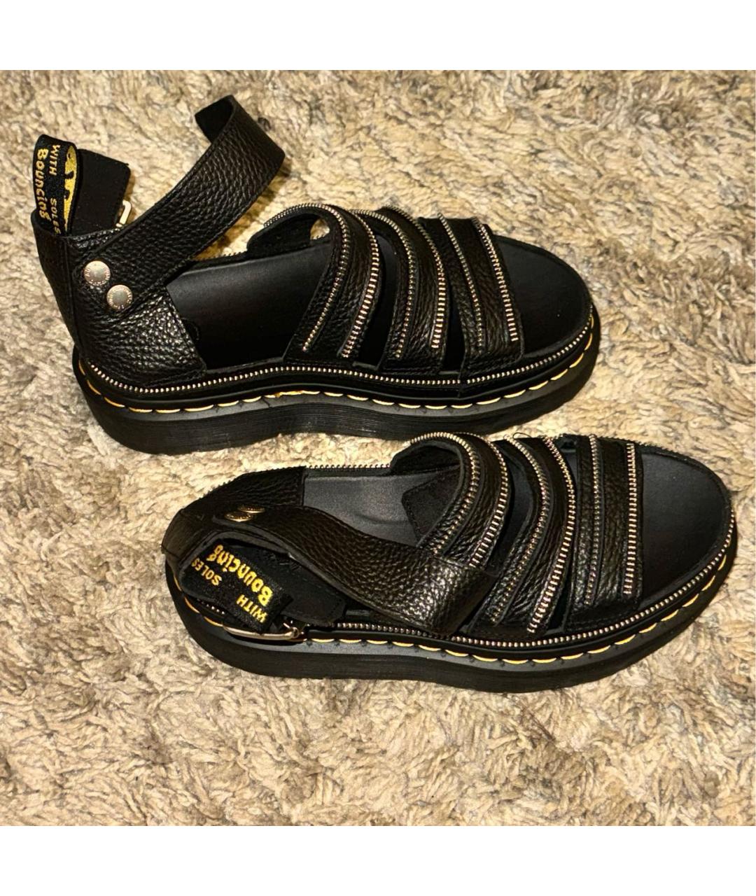 DR. MARTENS Черные кожаные босоножки, фото 6