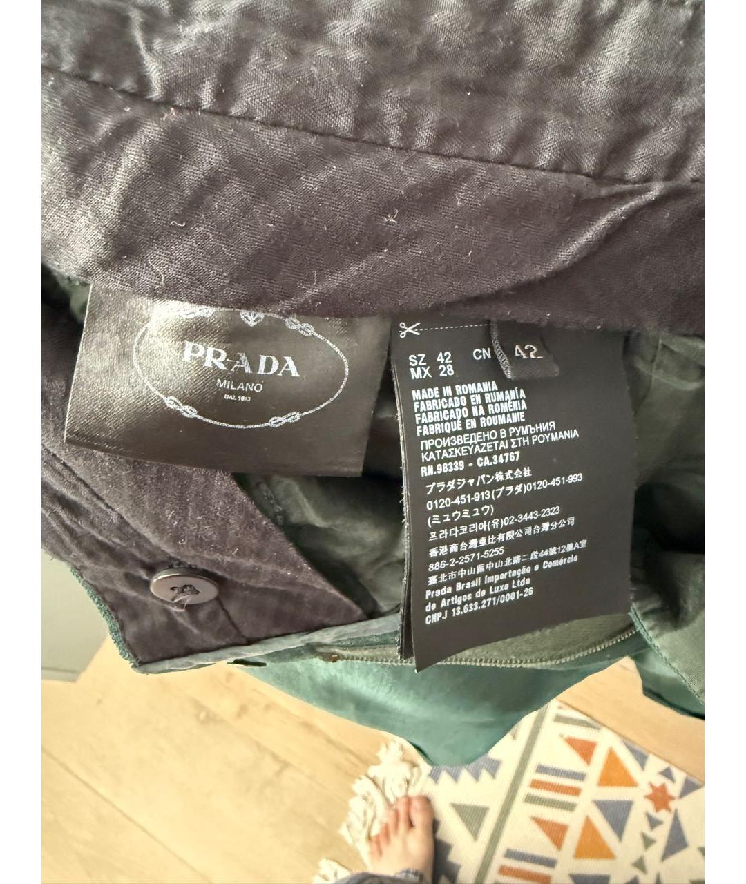 PRADA Зеленые шерстяные бриджи, фото 4