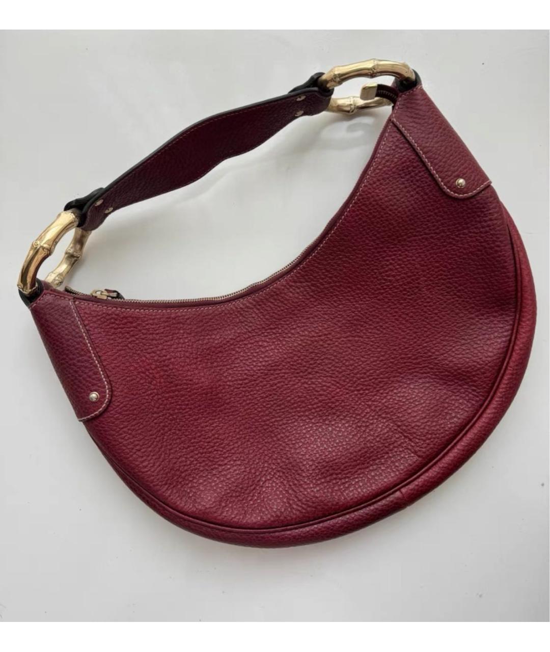 GUCCI Бордовая кожаная сумка с короткими ручками, фото 2
