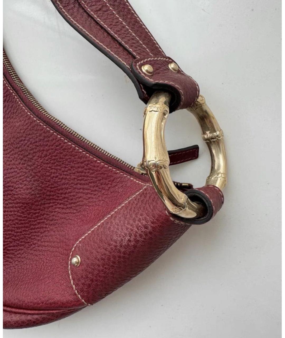 GUCCI Бордовая кожаная сумка с короткими ручками, фото 4