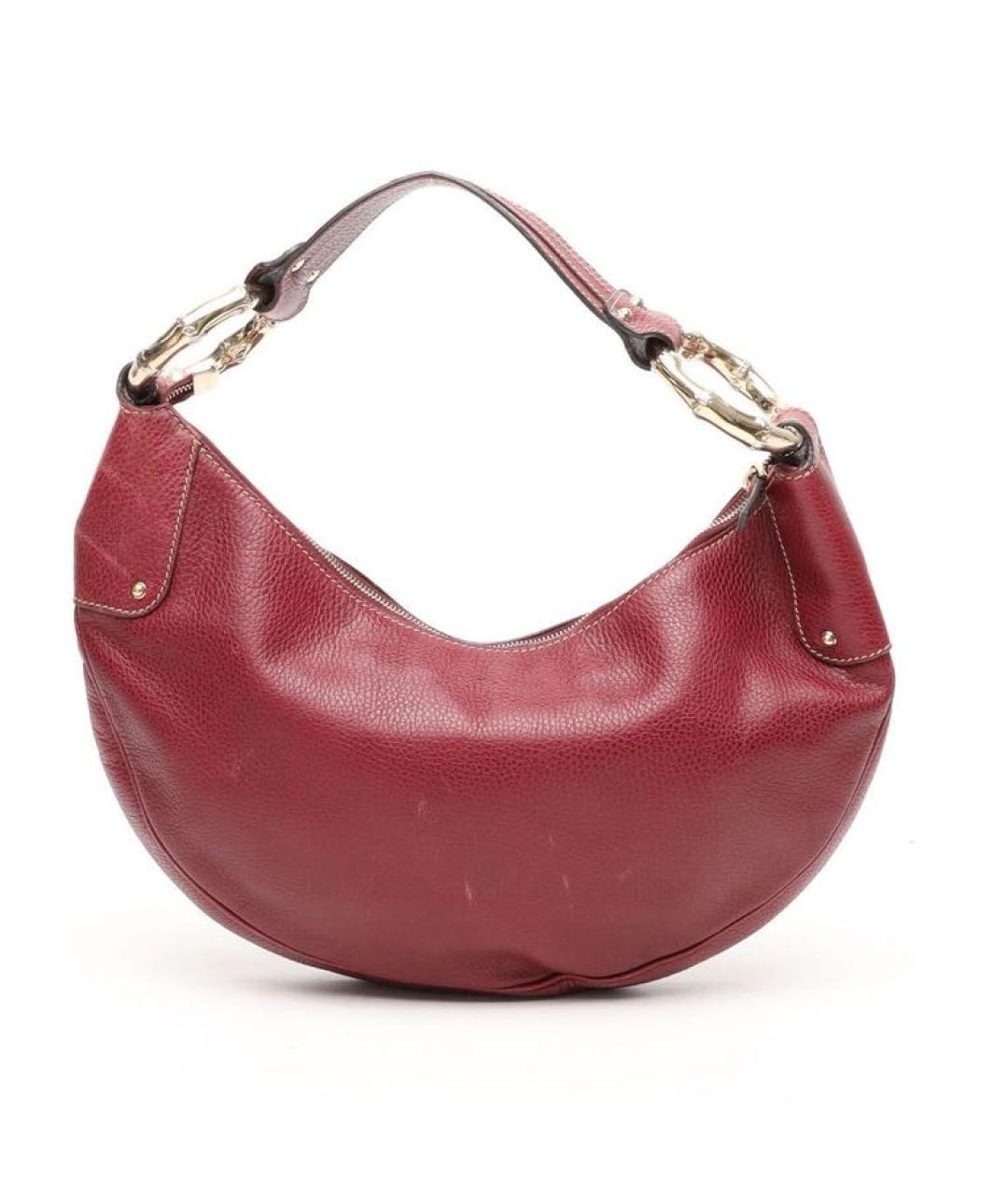 GUCCI Бордовая кожаная сумка с короткими ручками, фото 1