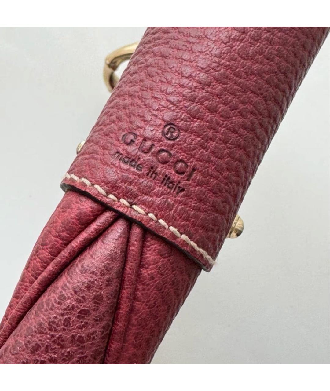 GUCCI Бордовая кожаная сумка с короткими ручками, фото 3