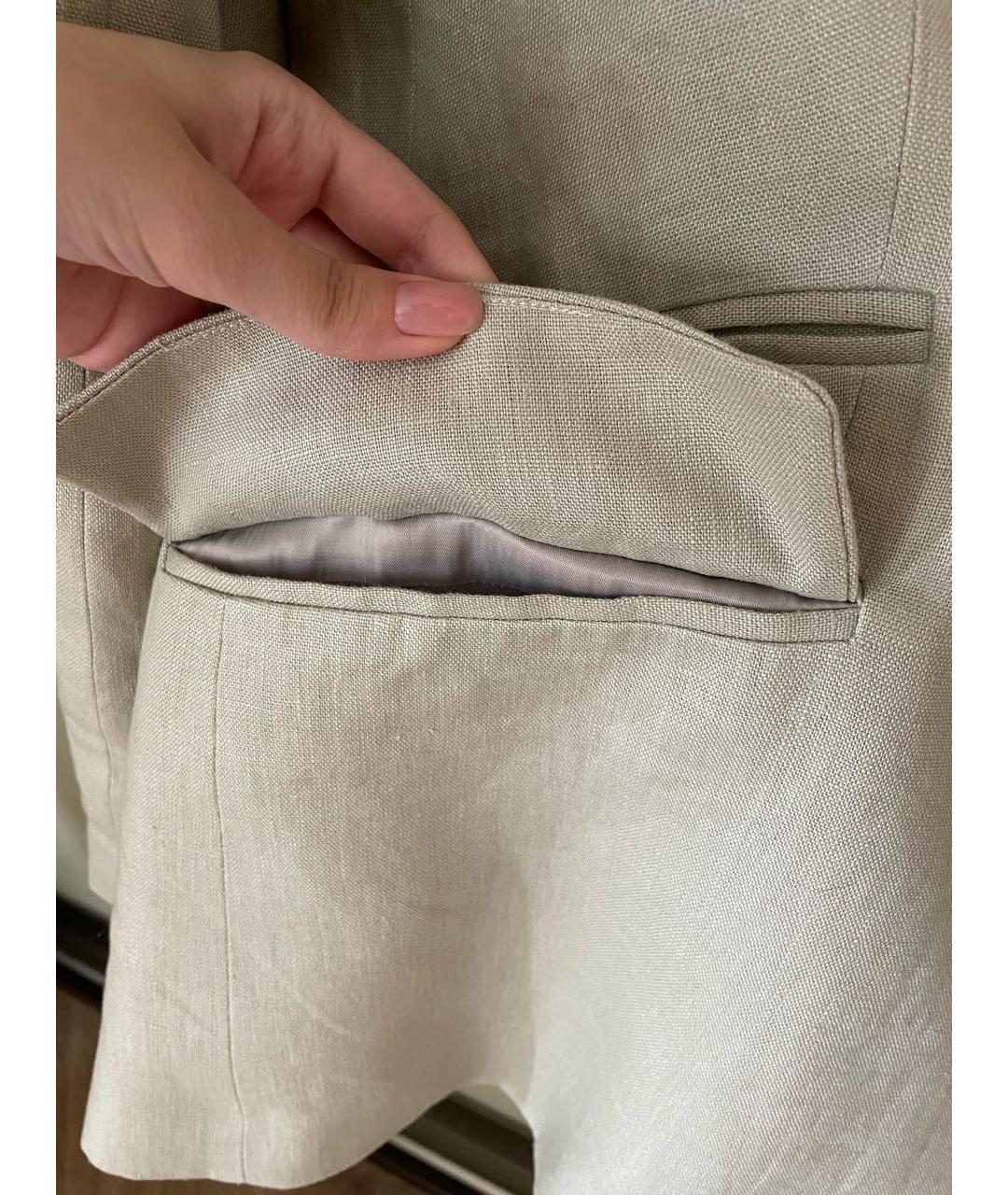12 STOREEZ Бежевый льняной жакет/пиджак, фото 7