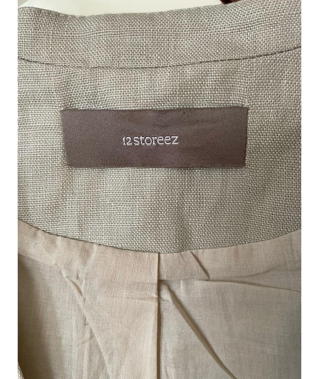 12 STOREEZ Бежевый льняной жакет/пиджак, фото 3
