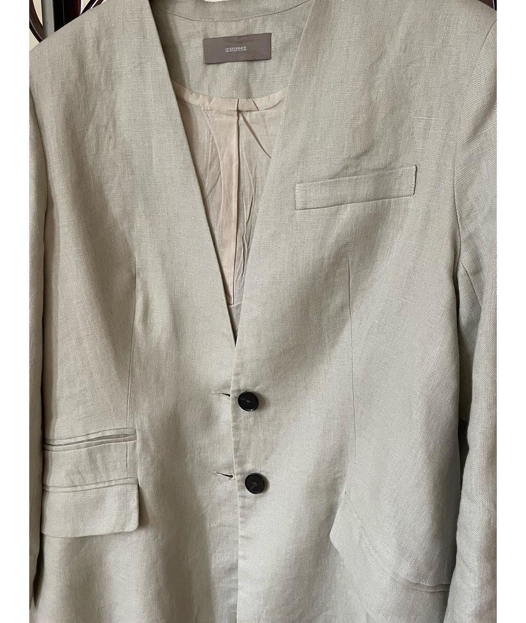 12 STOREEZ Бежевый льняной жакет/пиджак, фото 4