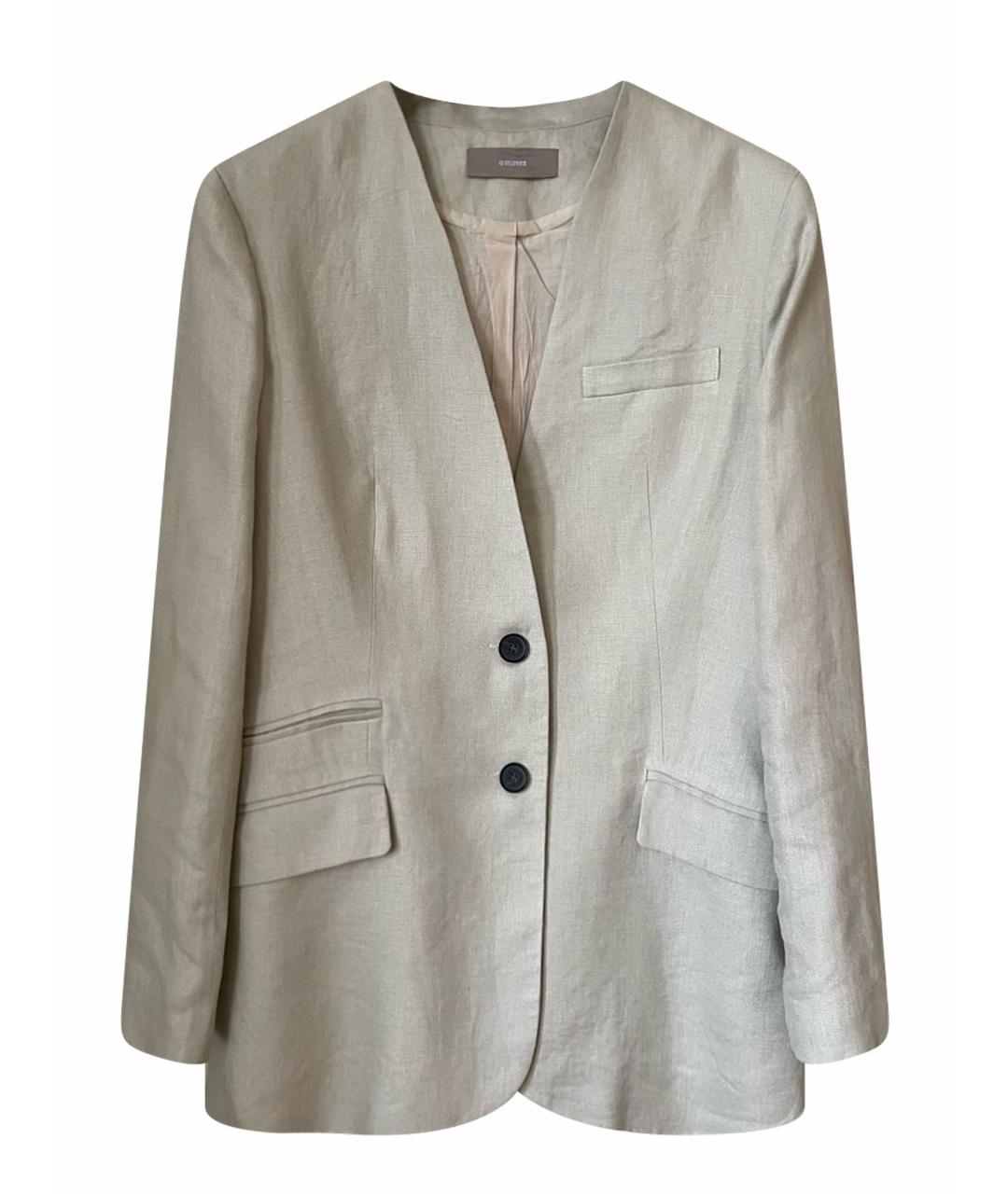 12 STOREEZ Бежевый льняной жакет/пиджак, фото 1