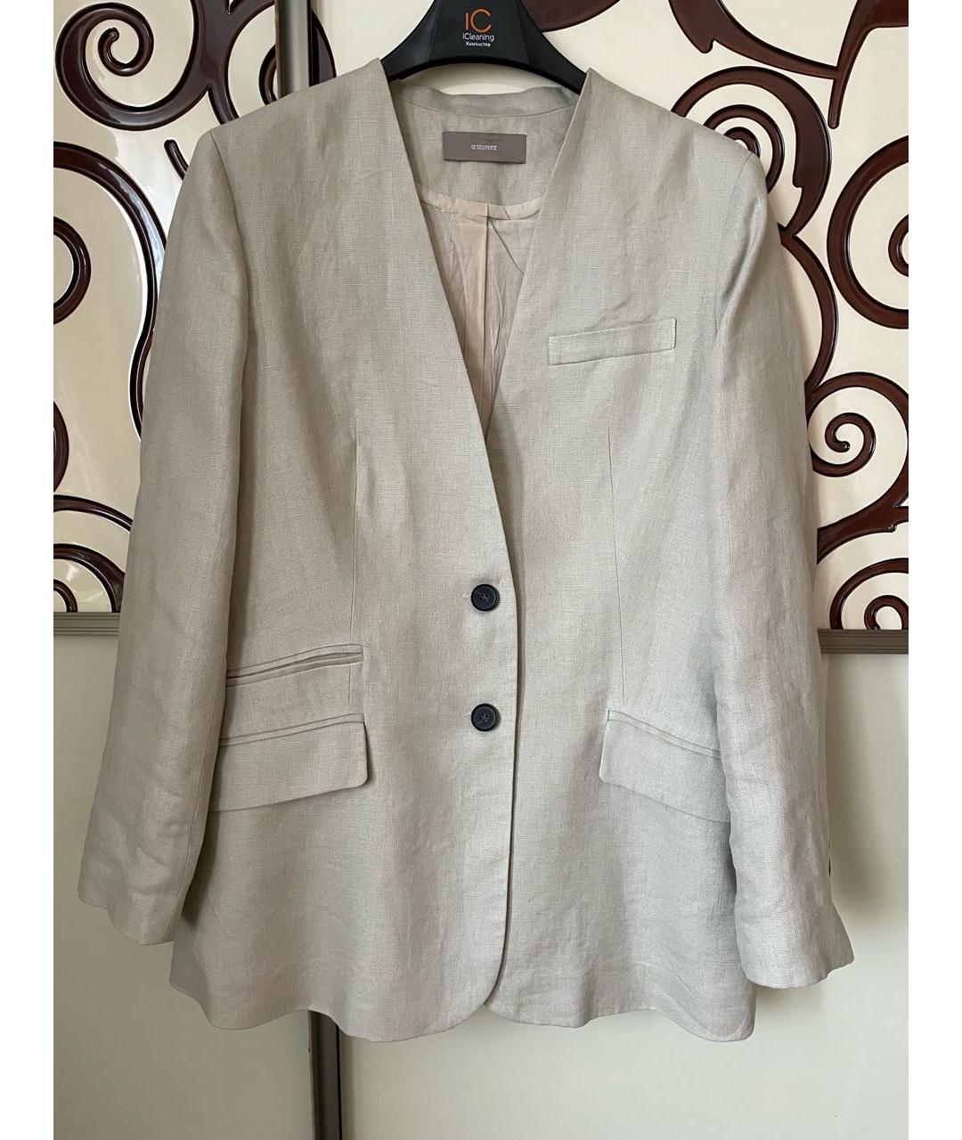 12 STOREEZ Бежевый льняной жакет/пиджак, фото 8