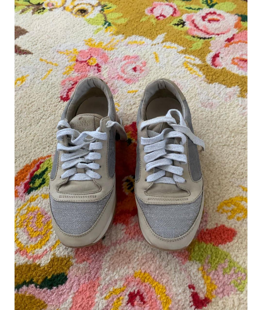 BRUNELLO CUCINELLI Бежевые нубуковые кроссовки, фото 2