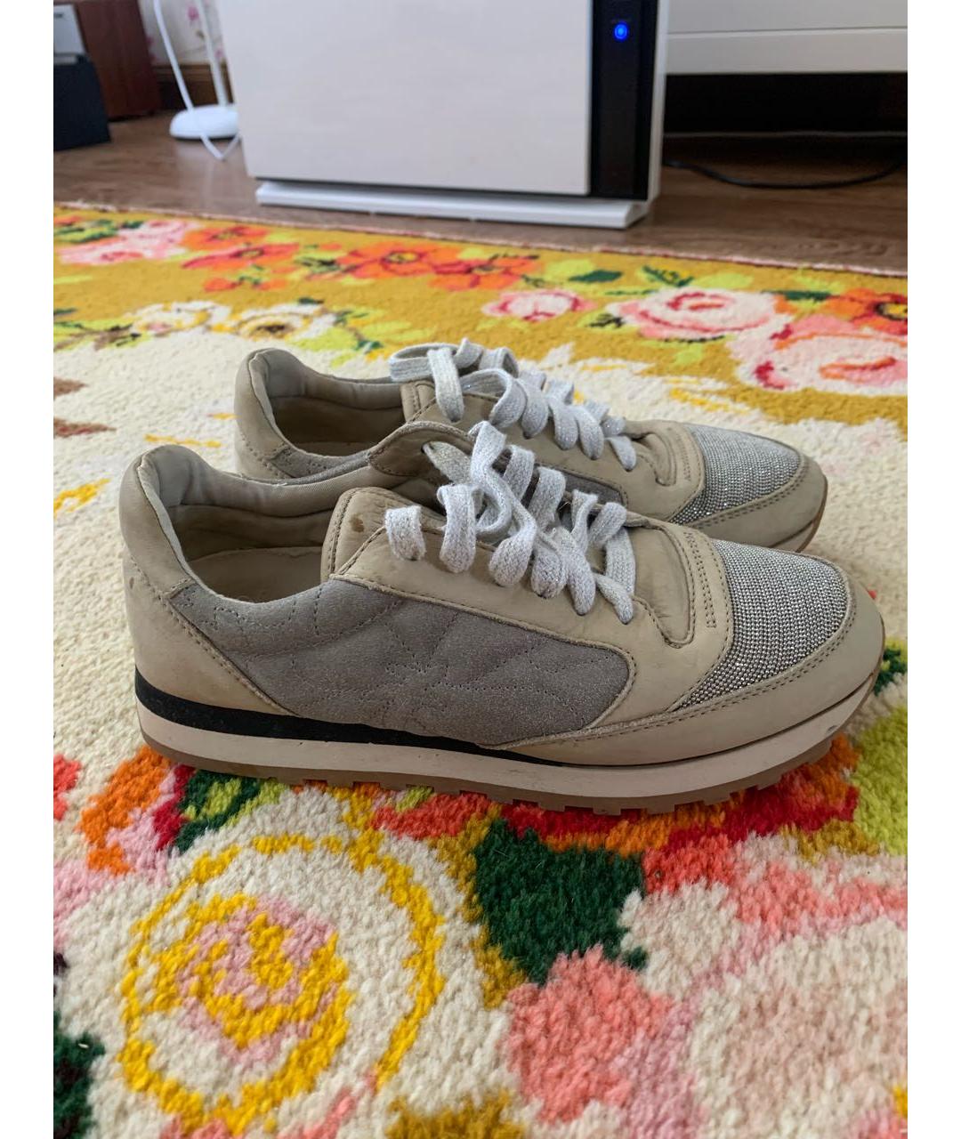 BRUNELLO CUCINELLI Бежевые нубуковые кроссовки, фото 5