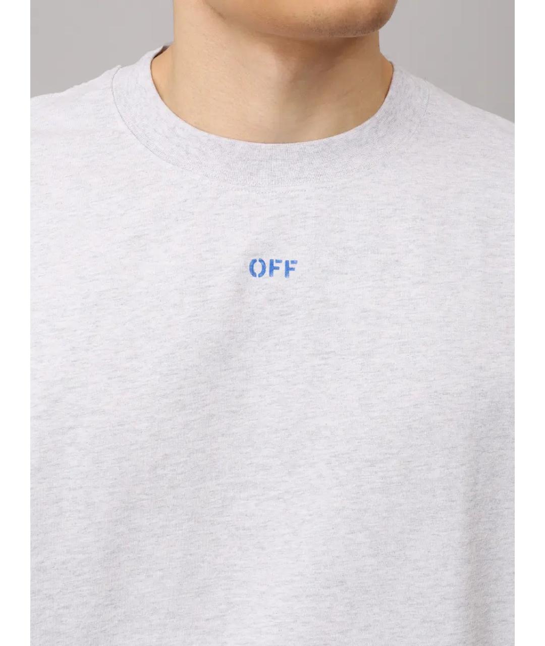 OFF-WHITE Серая хлопковая футболка, фото 5