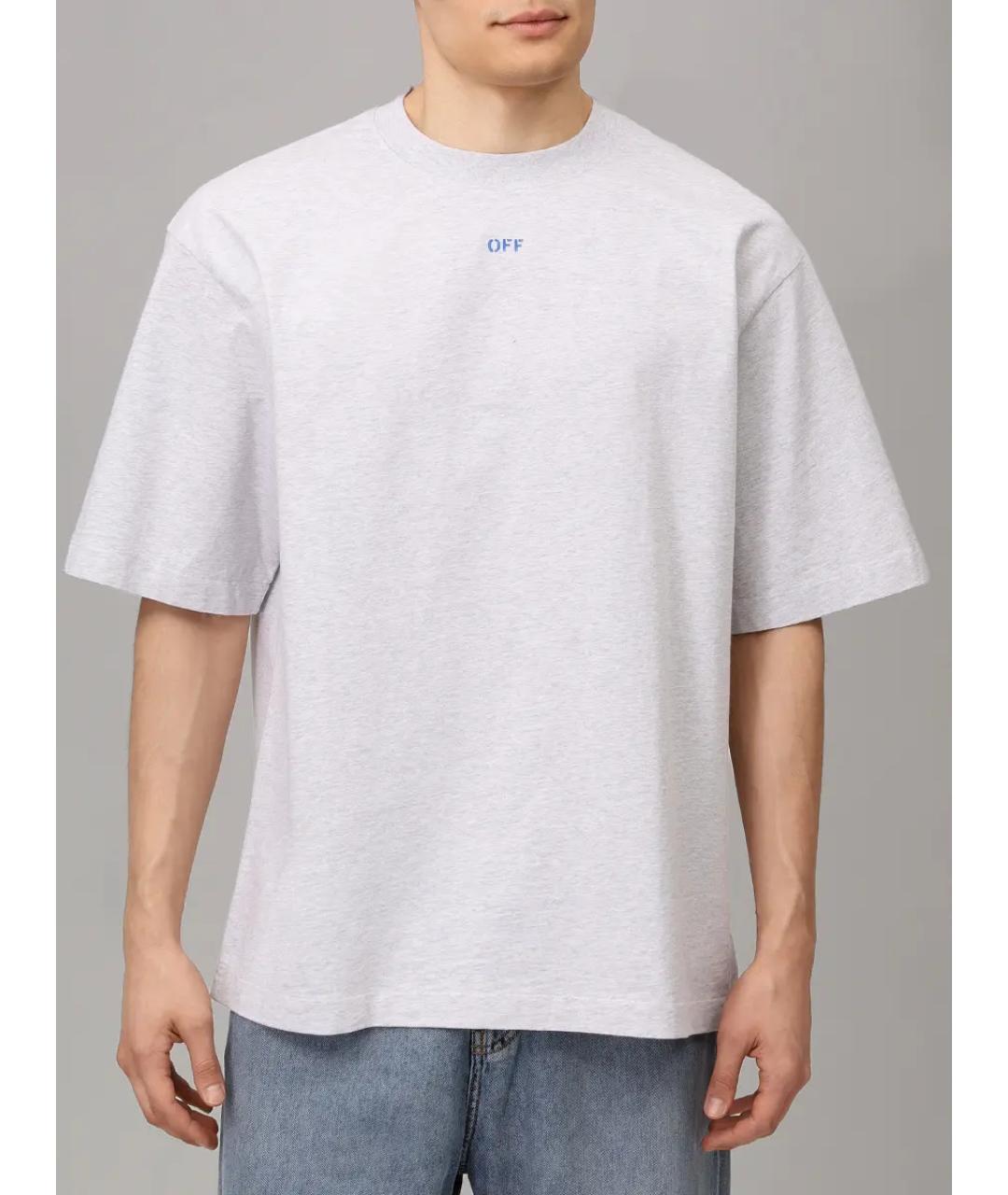 OFF-WHITE Серая хлопковая футболка, фото 4