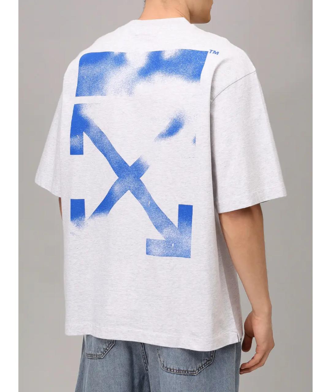 OFF-WHITE Серая хлопковая футболка, фото 3
