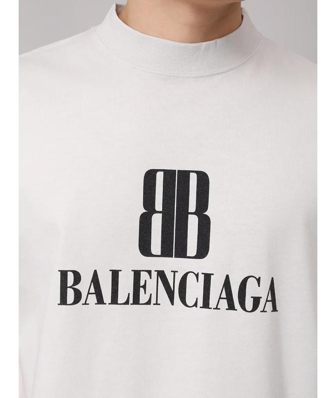 BALENCIAGA Белая хлопковая футболка, фото 5