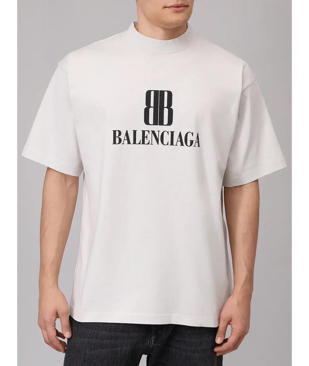 BALENCIAGA Белая хлопковая футболка, фото 4
