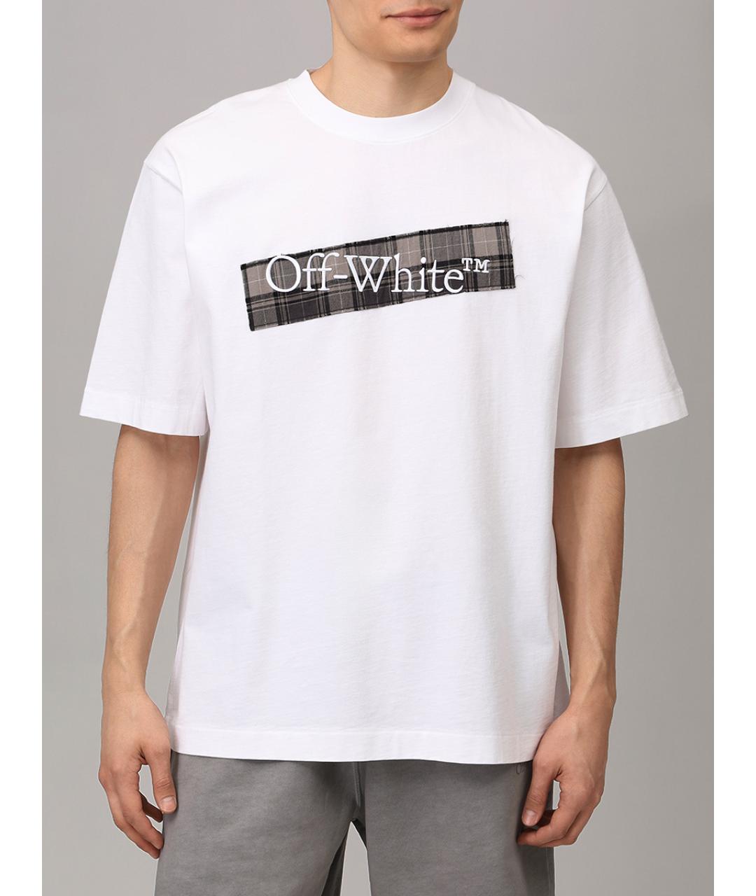 OFF-WHITE Белая хлопковая футболка, фото 4