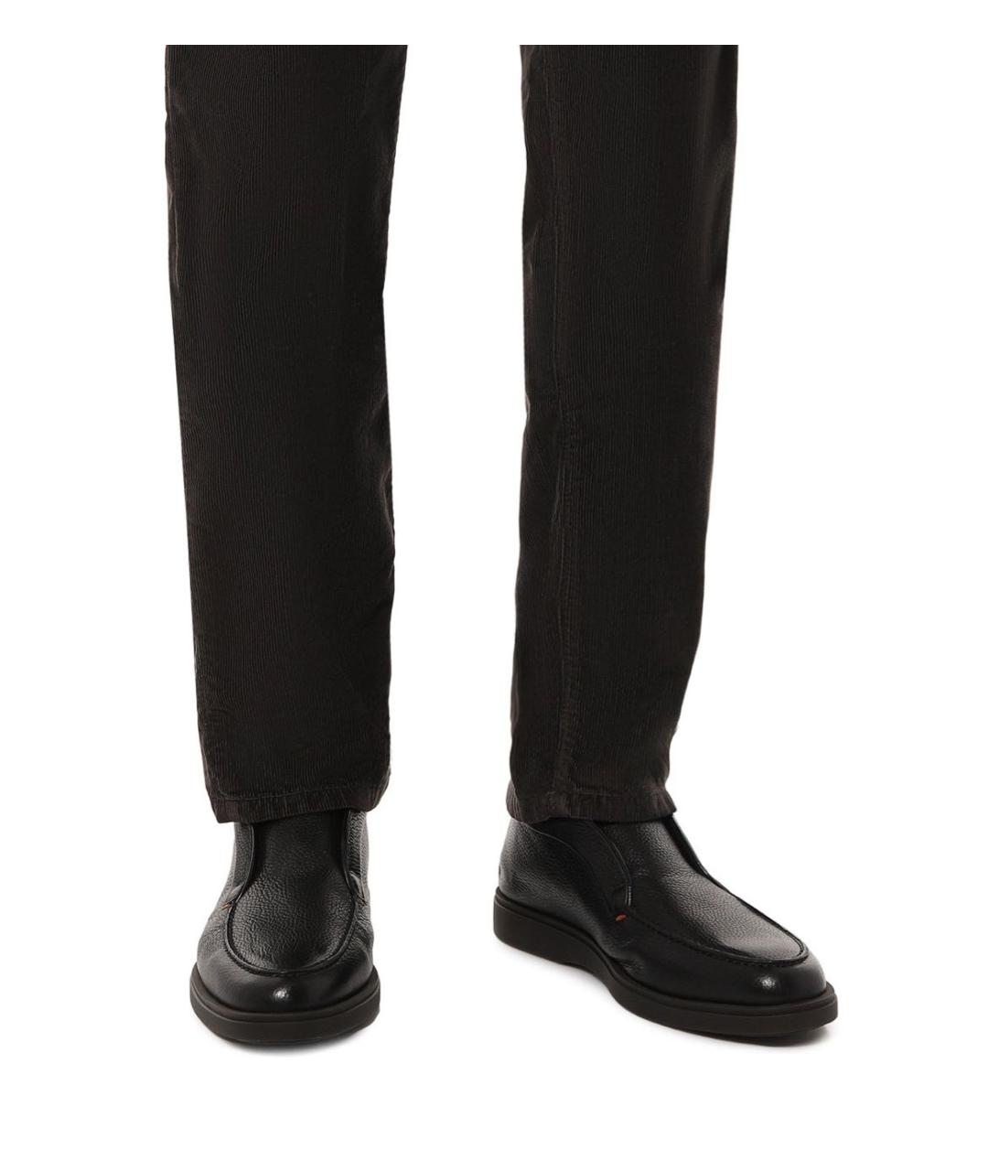 SANTONI Черные кожаные низкие ботинки, фото 6