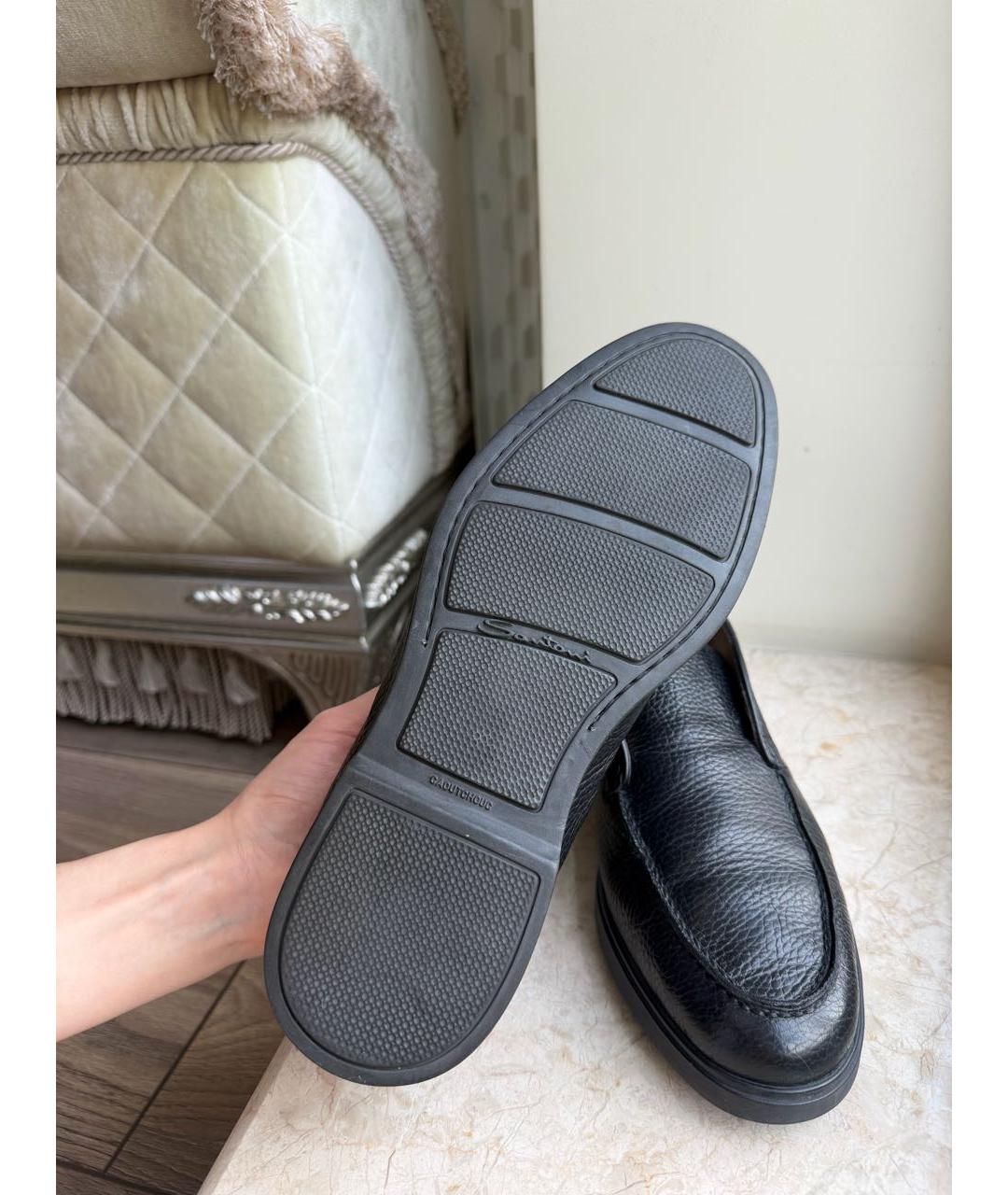 SANTONI Черные кожаные низкие ботинки, фото 5