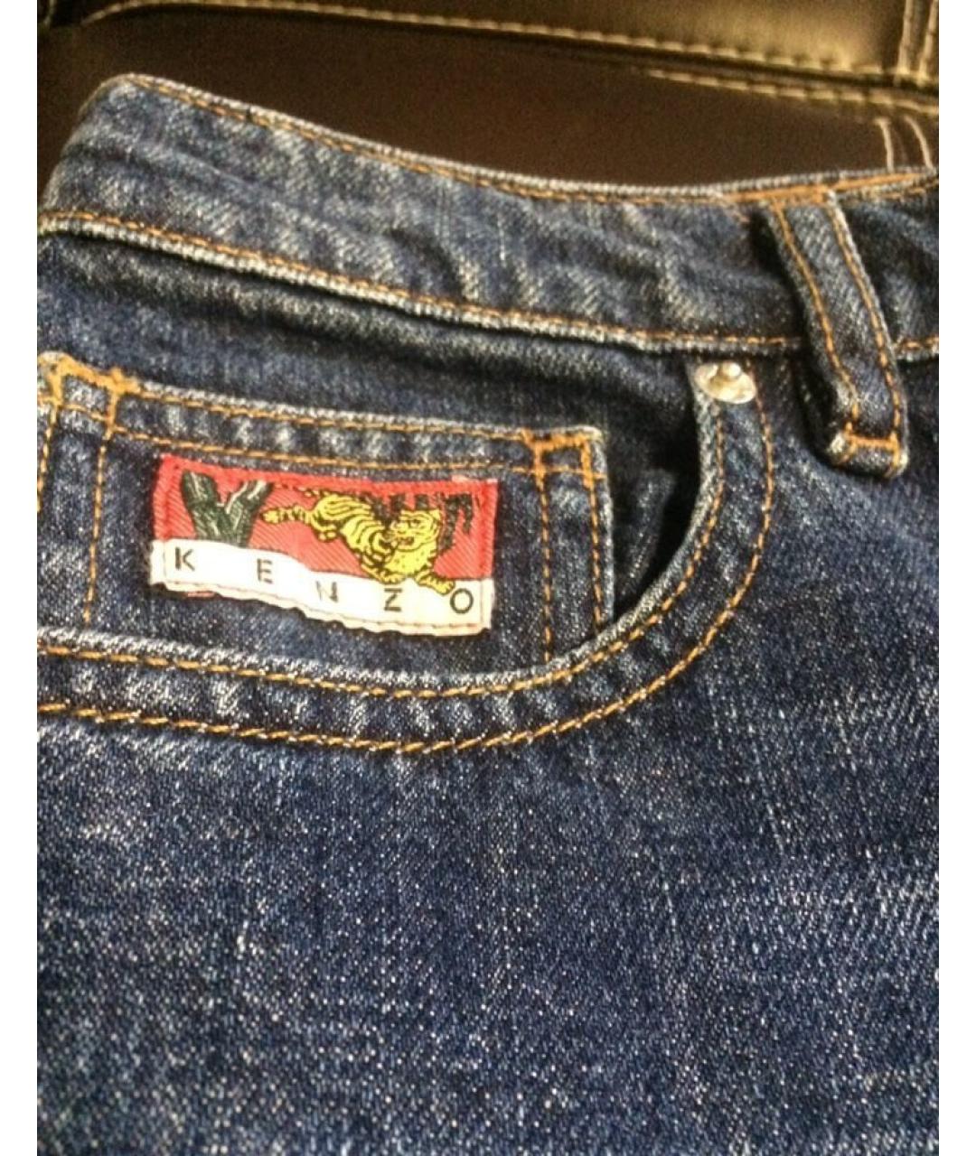KENZO Темно-синие хлопковые прямые джинсы, фото 6