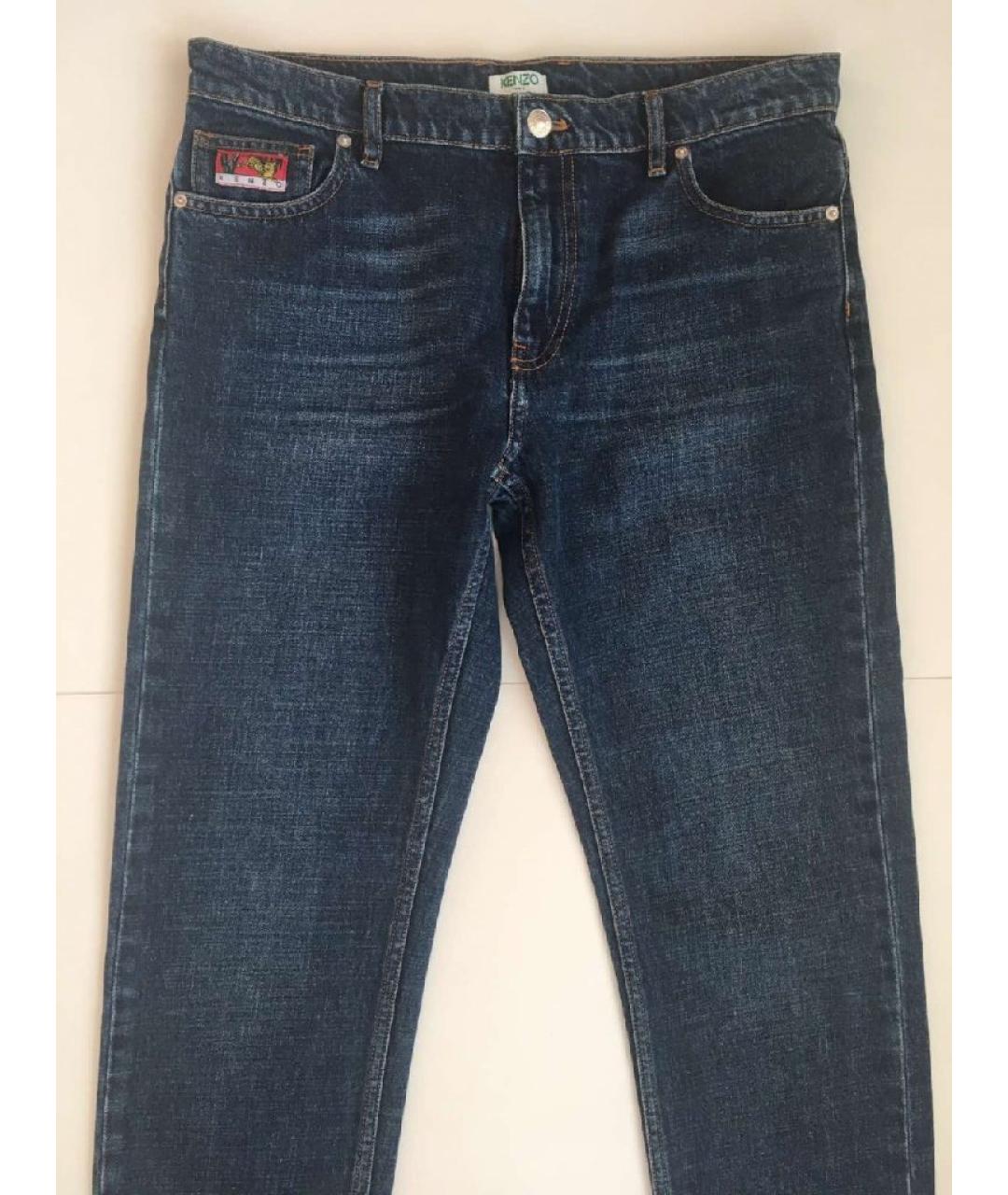 KENZO Темно-синие хлопковые прямые джинсы, фото 3