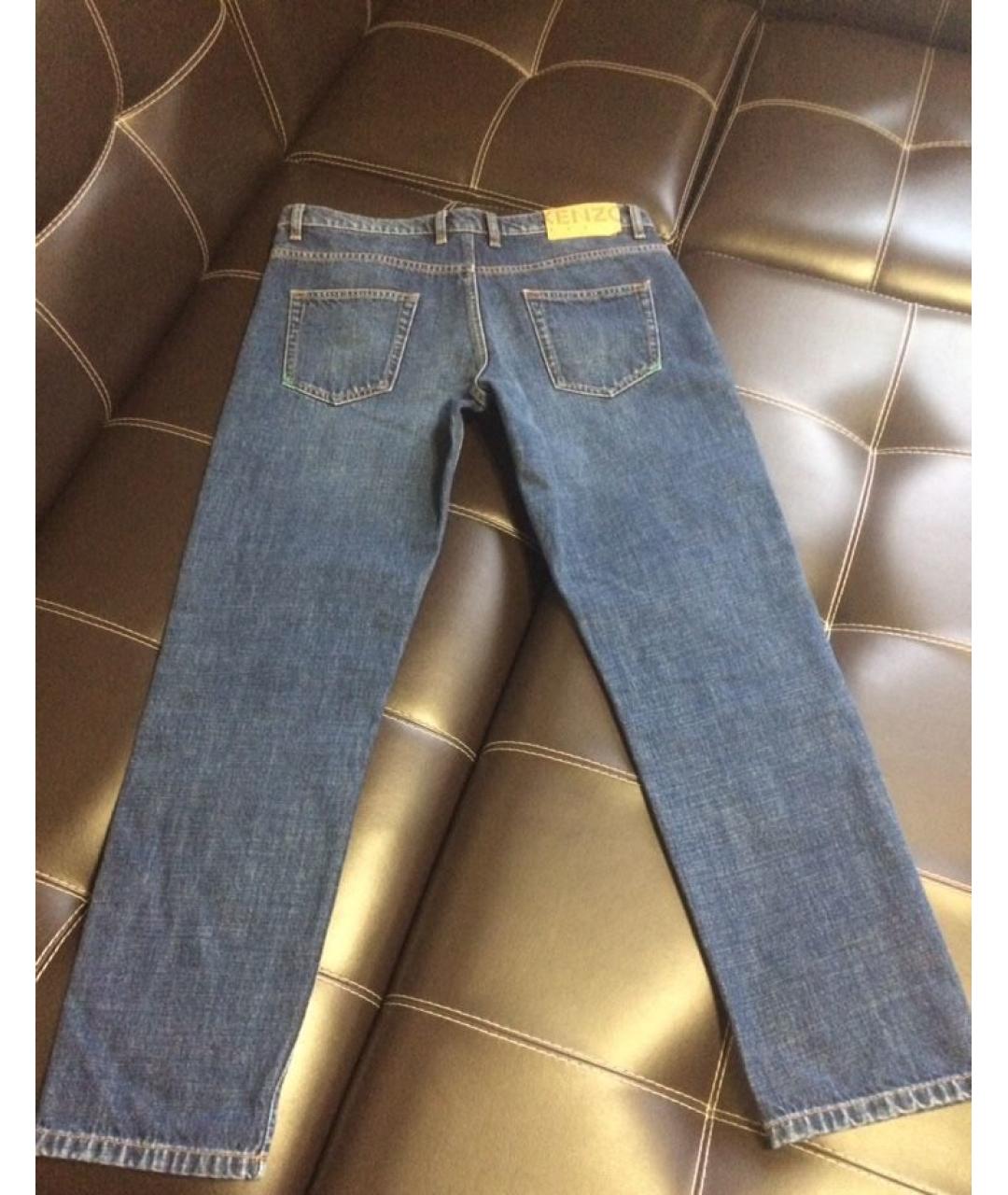 KENZO Темно-синие хлопковые прямые джинсы, фото 8