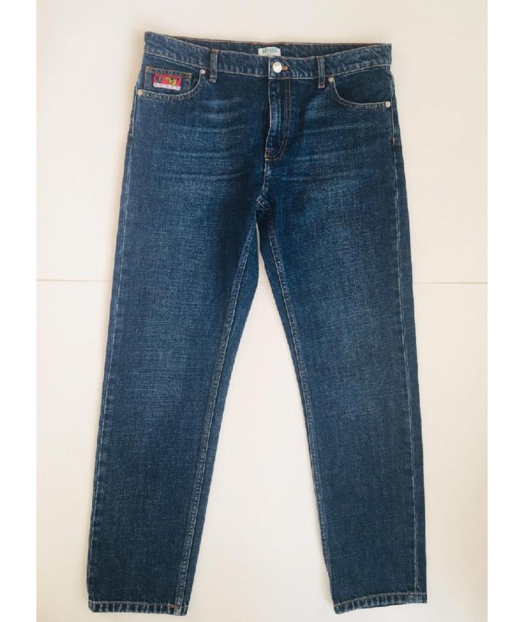 KENZO Темно-синие хлопковые прямые джинсы, фото 2