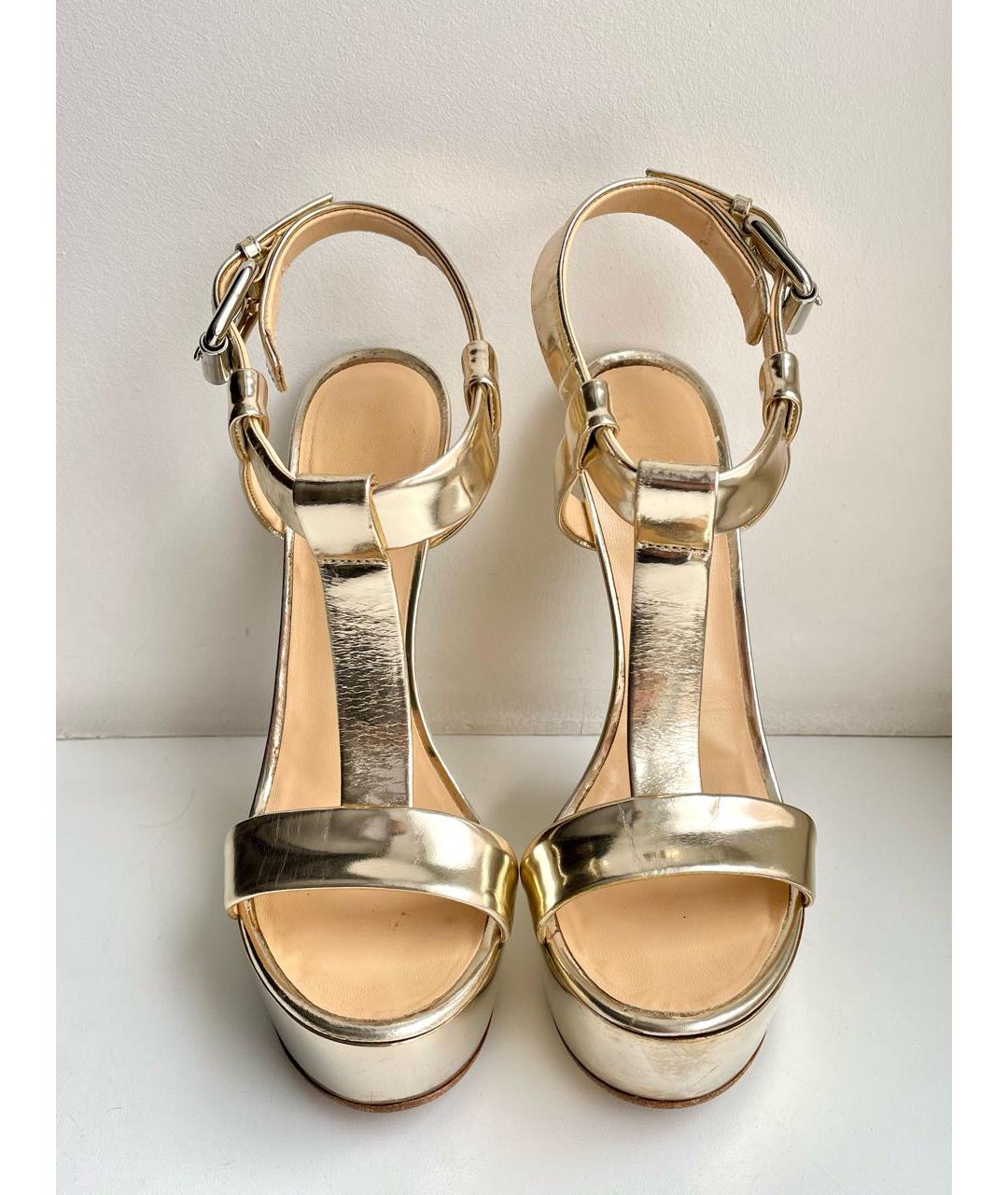 GIUSEPPE ZANOTTI DESIGN Золотые босоножки из лакированной кожи, фото 3