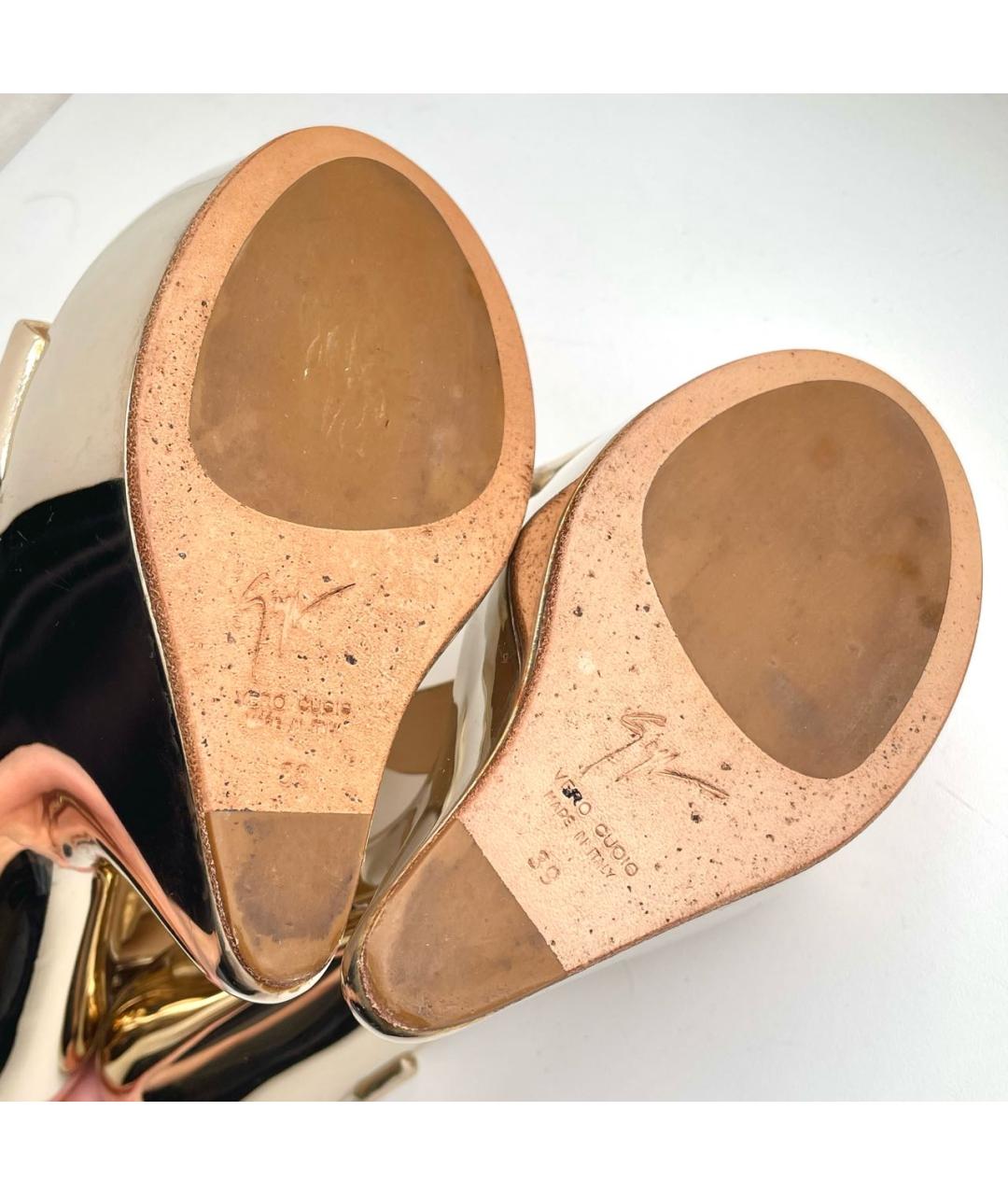 GIUSEPPE ZANOTTI DESIGN Золотые босоножки из лакированной кожи, фото 7