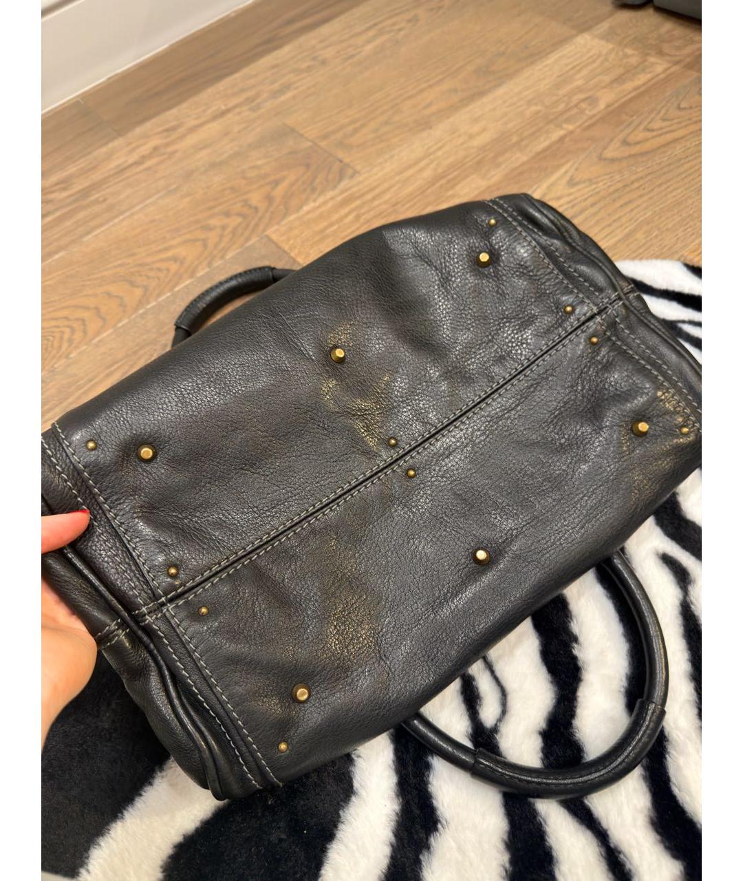 CHLOE Черная кожаная сумка с короткими ручками, фото 6