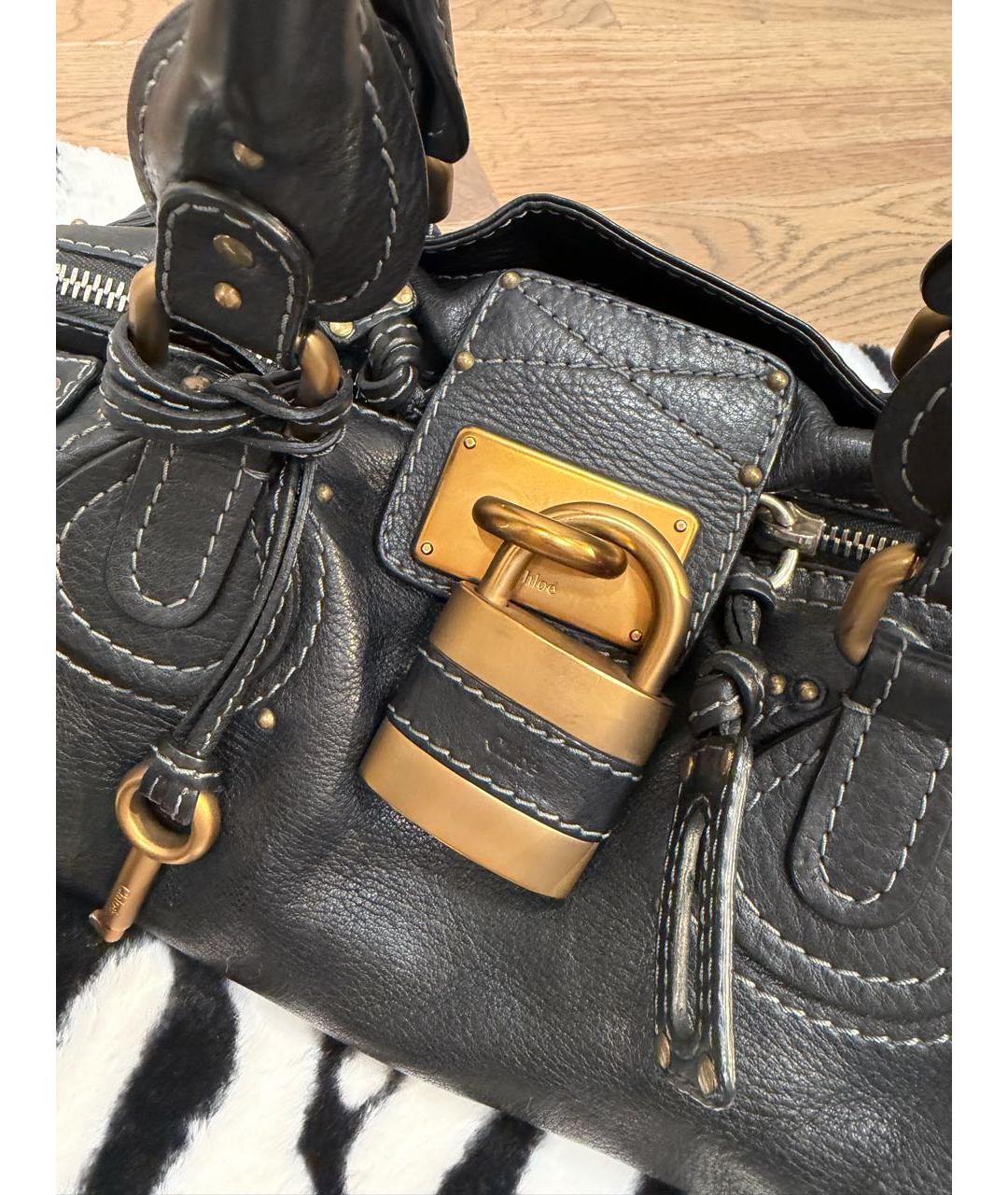 CHLOE Черная кожаная сумка с короткими ручками, фото 4