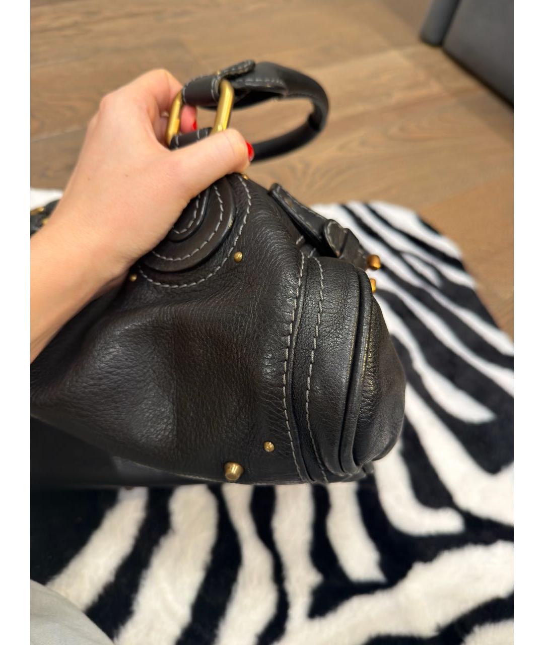 CHLOE Черная кожаная сумка с короткими ручками, фото 7