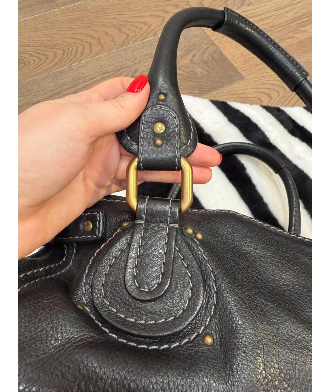 CHLOE Черная кожаная сумка с короткими ручками, фото 8