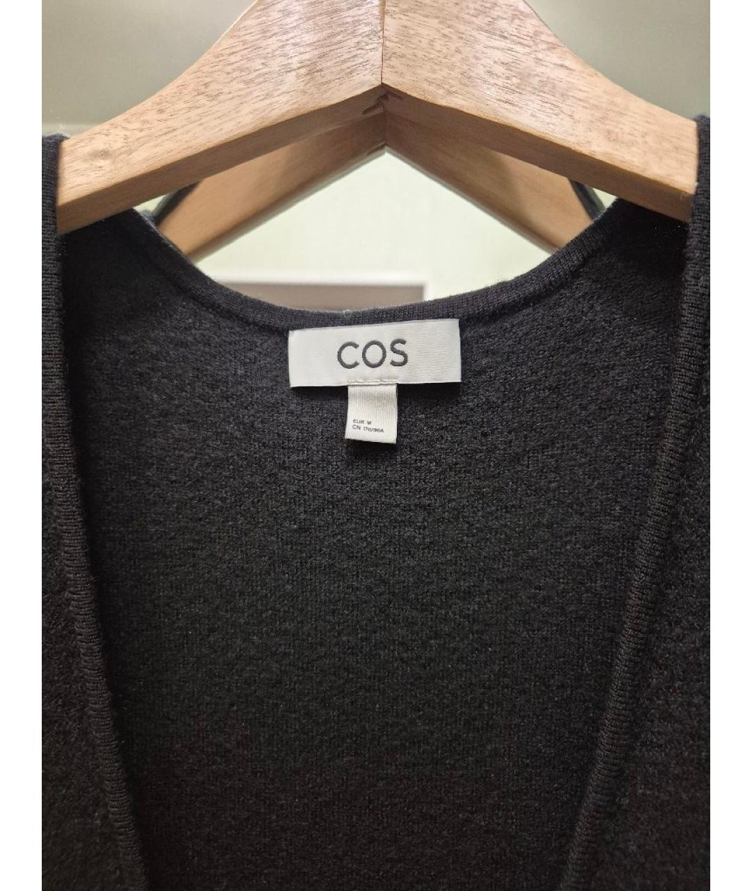 COS Черное шерстяное повседневное платье, фото 4
