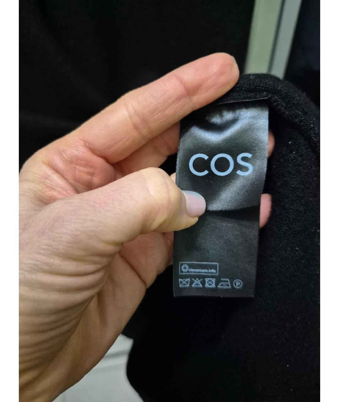 COS Черное шерстяное повседневное платье, фото 3