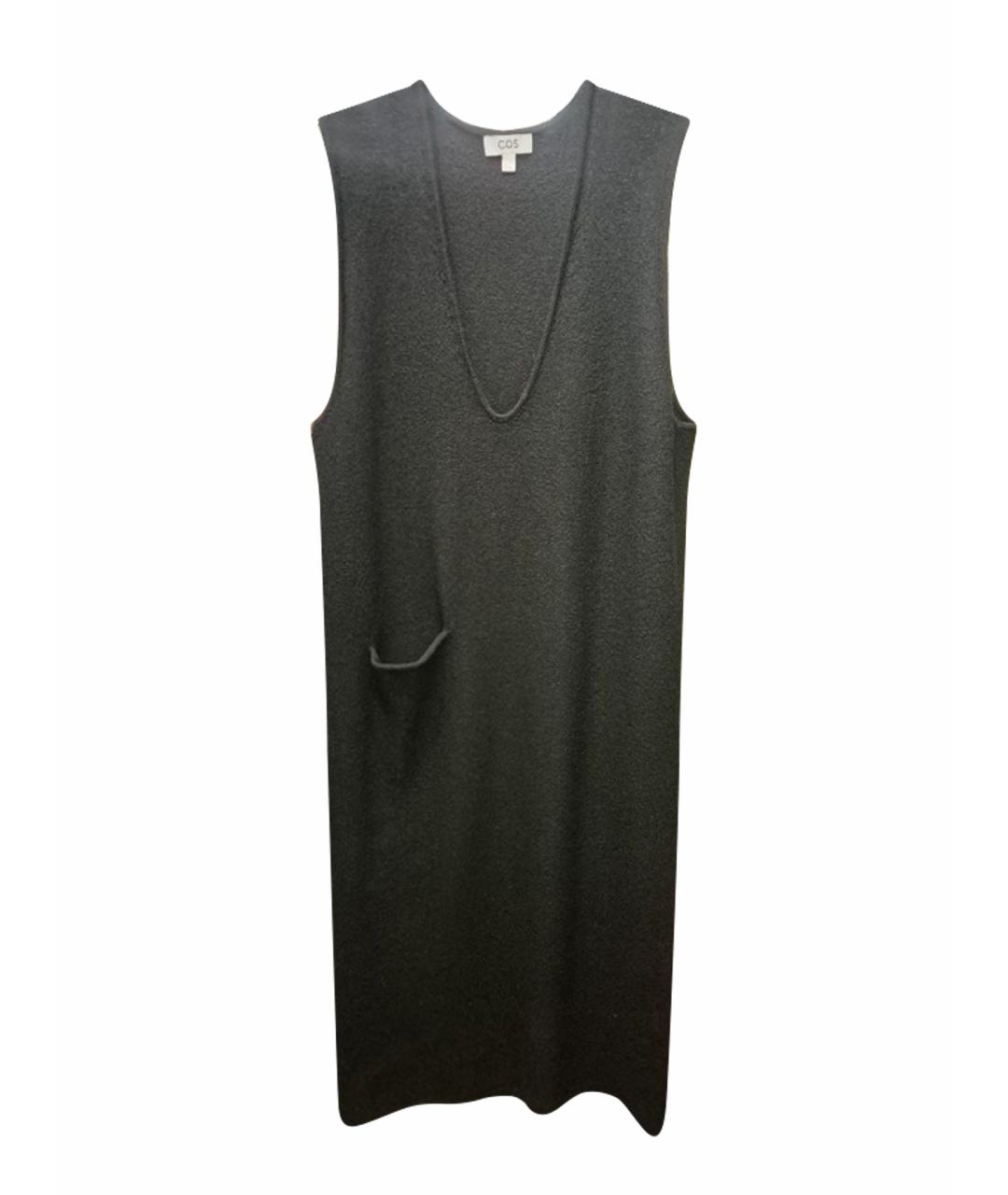 COS Черное шерстяное повседневное платье, фото 1