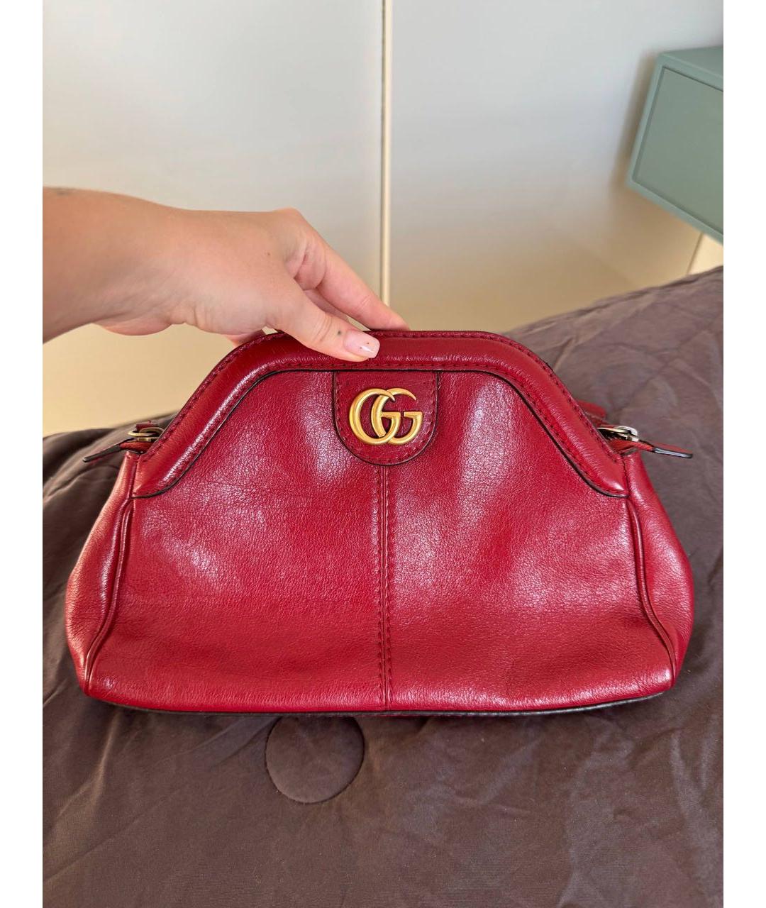 GUCCI Красная кожаная сумка через плечо, фото 4