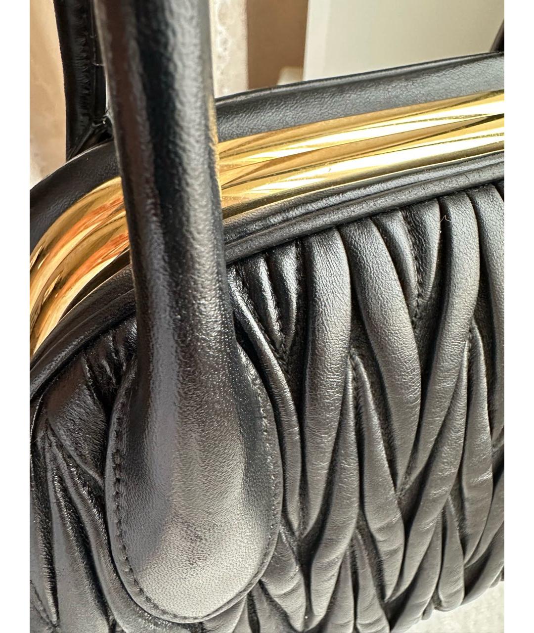 MIU MIU Черная кожаная сумка с короткими ручками, фото 7