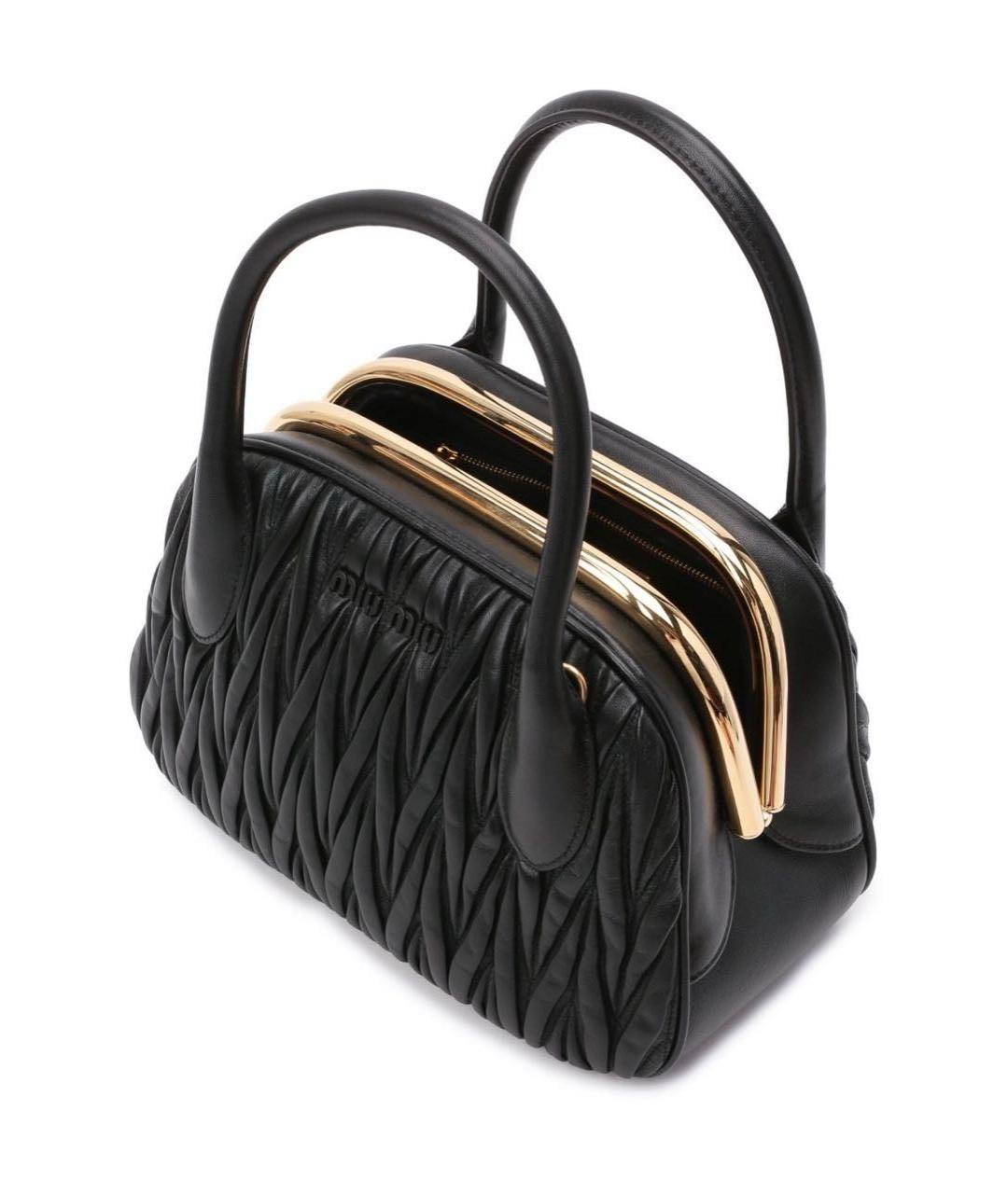 MIU MIU Черная кожаная сумка с короткими ручками, фото 3