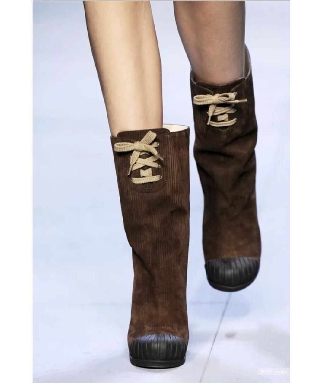 FENDI Коричневые замшевые сапоги, фото 8