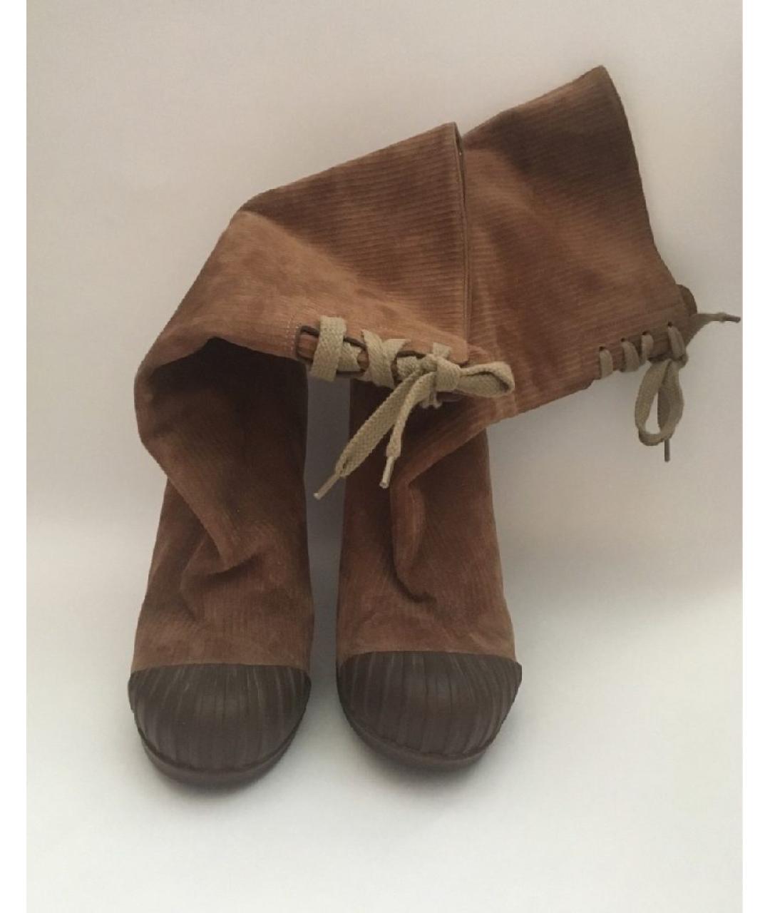 FENDI Коричневые замшевые сапоги, фото 7