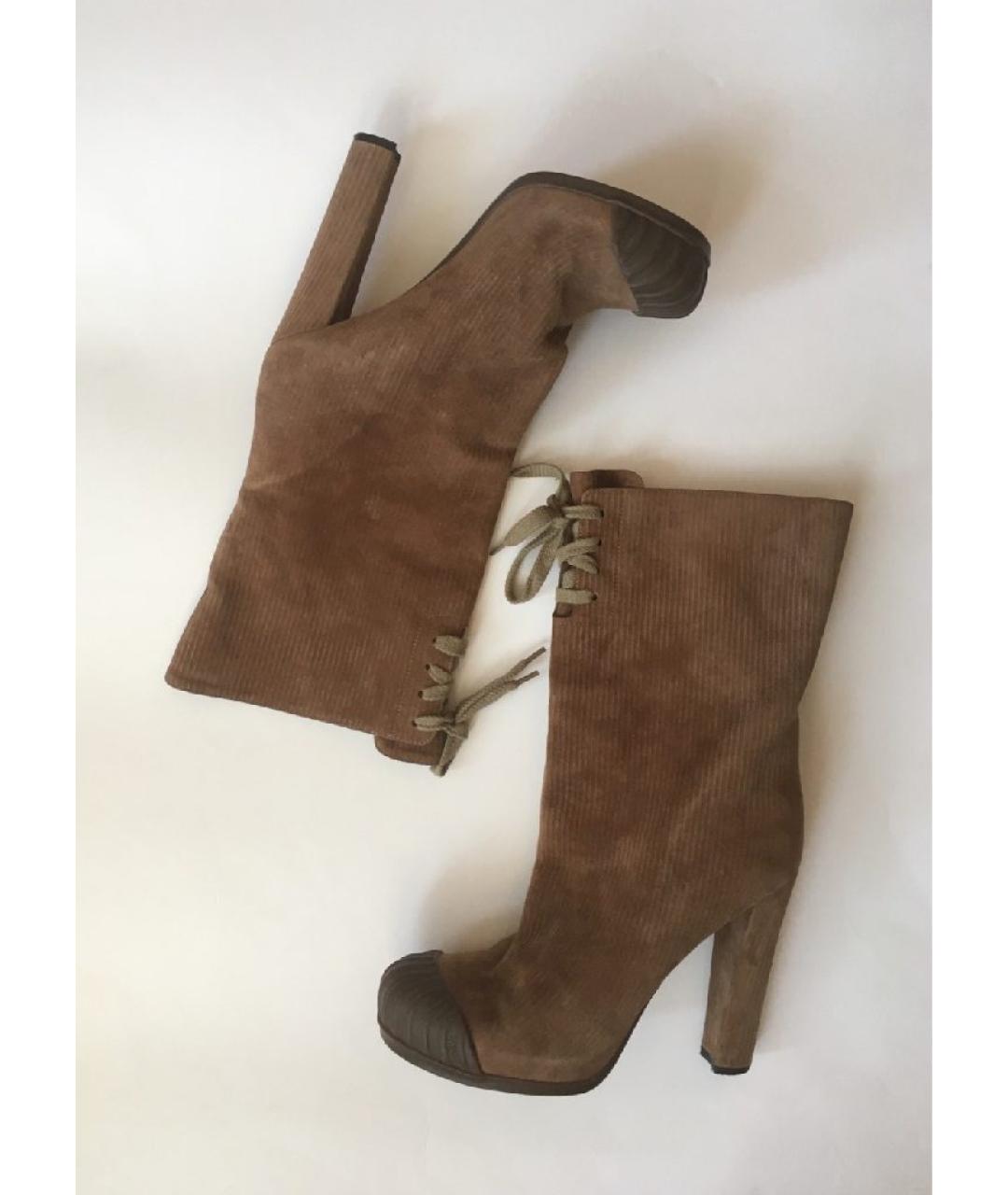 FENDI Коричневые замшевые сапоги, фото 9