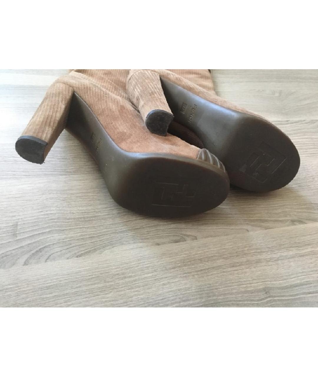 FENDI Коричневые замшевые сапоги, фото 5
