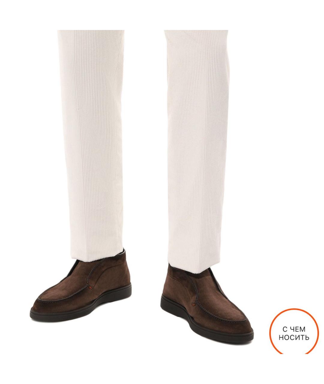 SANTONI Коричневые замшевые низкие ботинки, фото 5