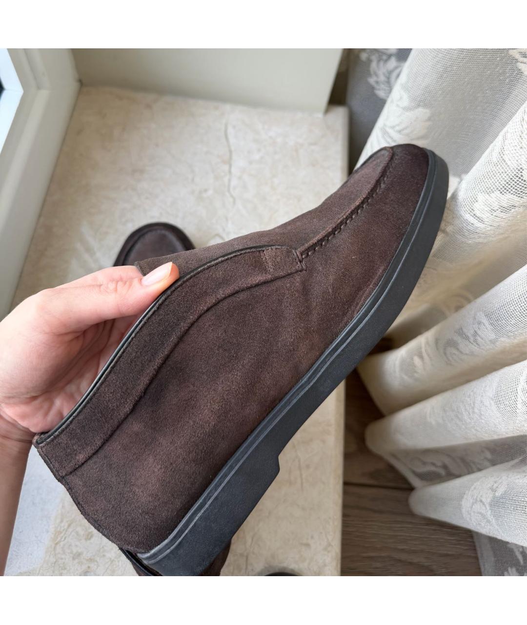 SANTONI Коричневые замшевые низкие ботинки, фото 7