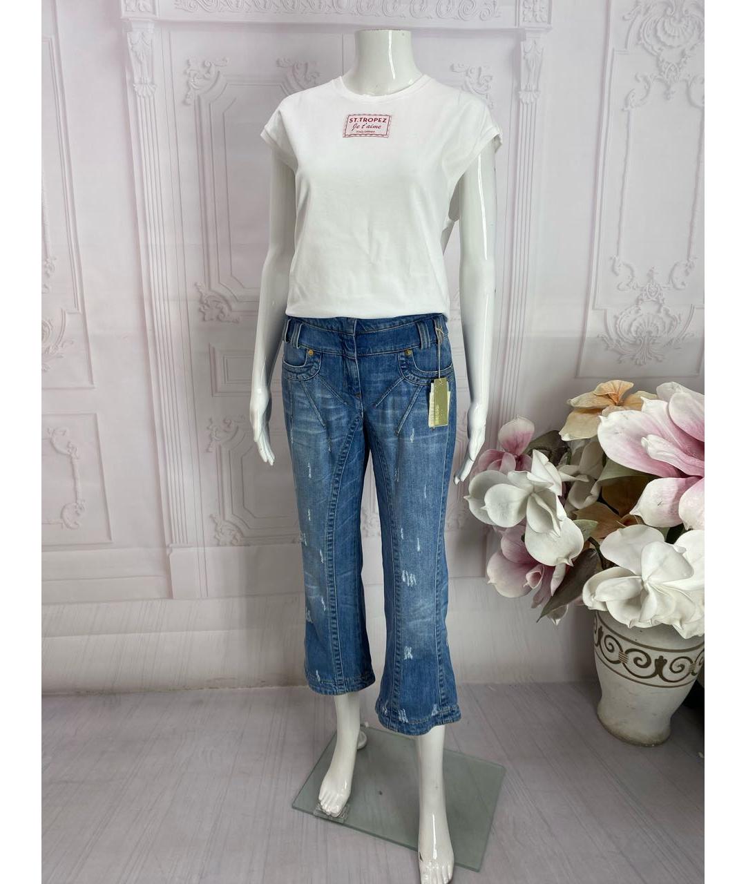 ROBERTO CAVALLI Голубые хлопковые капри, фото 4