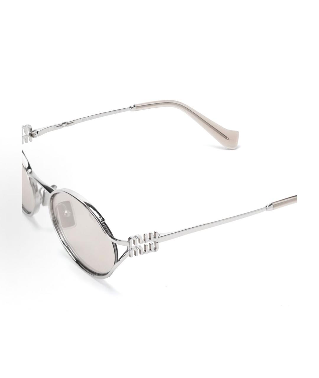 MIU MIU Серебряные металлические солнцезащитные очки, фото 4