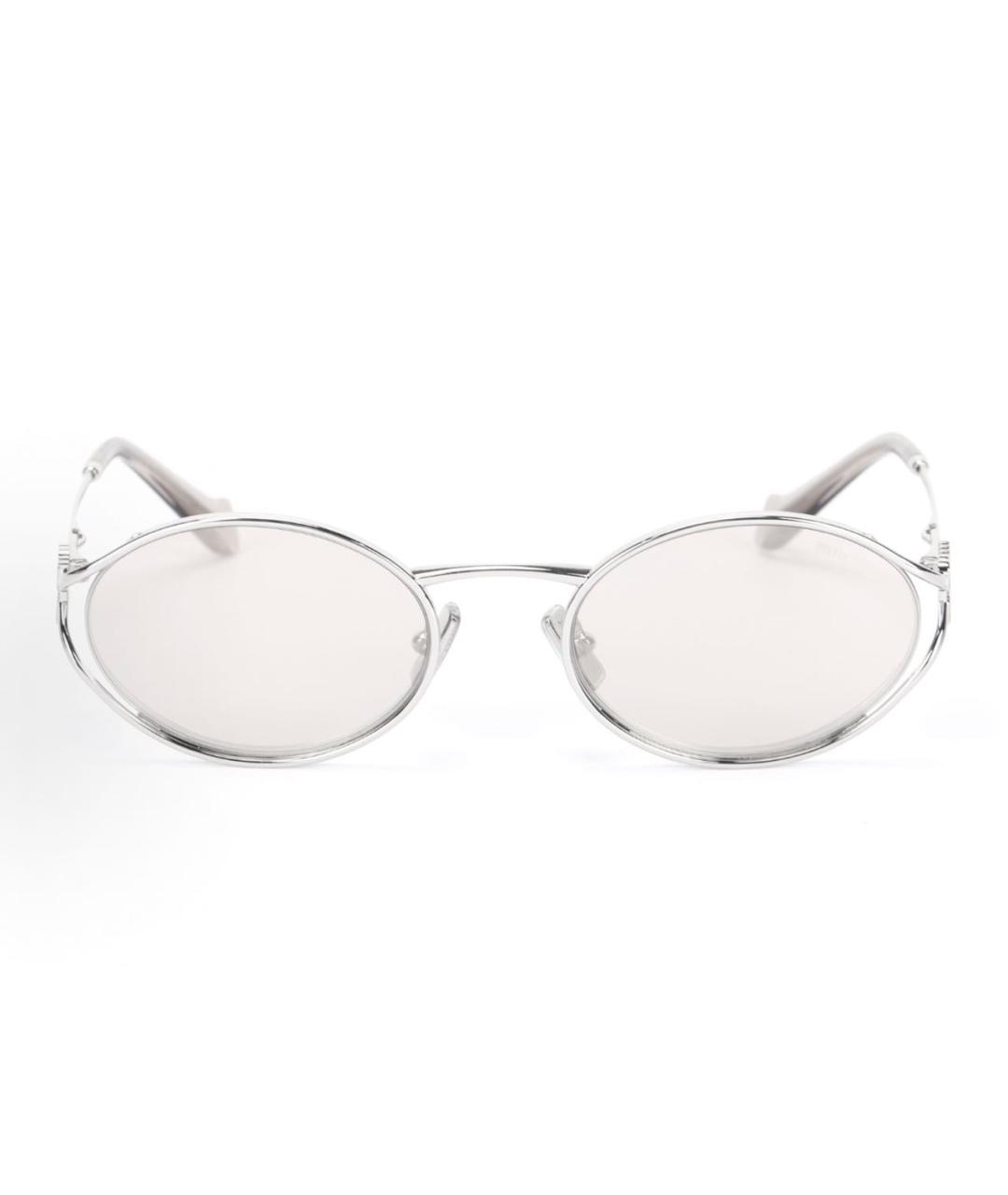 MIU MIU Серебряные металлические солнцезащитные очки, фото 3