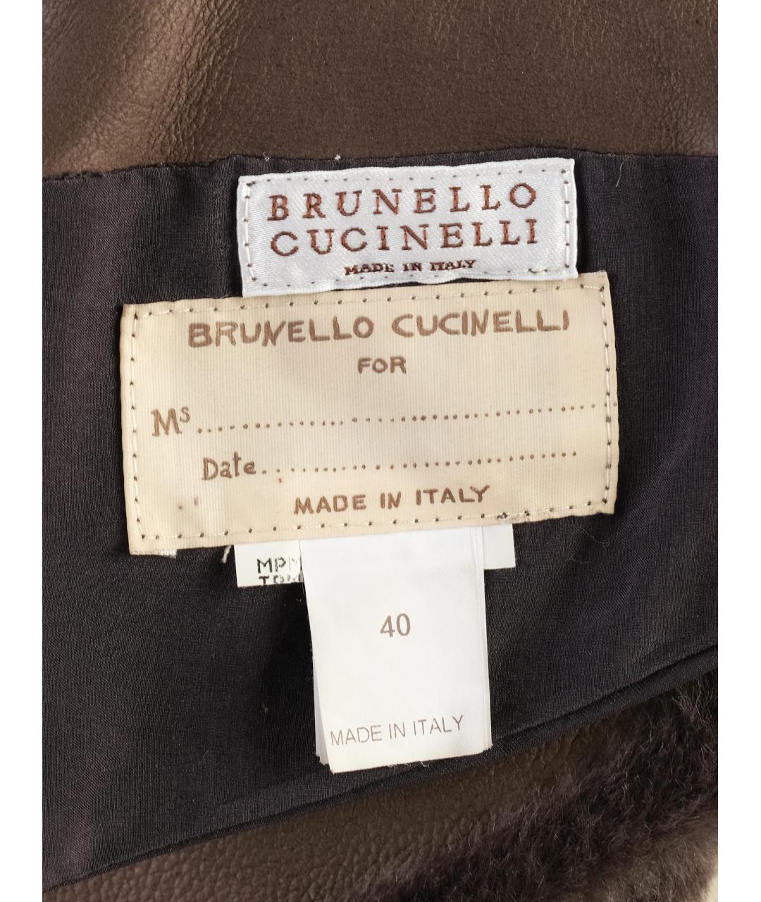BRUNELLO CUCINELLI Коричневая меховая шуба, фото 7