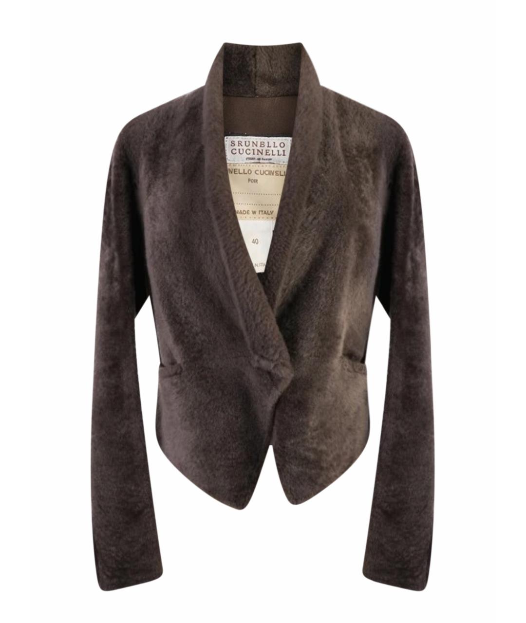 BRUNELLO CUCINELLI Коричневая меховая шуба, фото 1