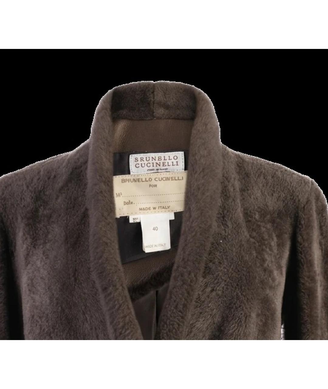 BRUNELLO CUCINELLI Коричневая меховая шуба, фото 3